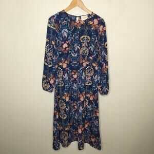I. Madeline Floral Midi Dress Navy